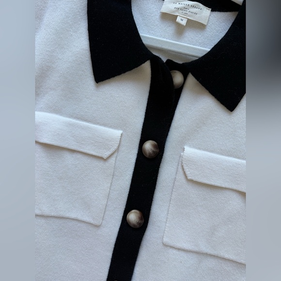 Sezane Betty cardigan in black and ecru - Picture 4 of 5